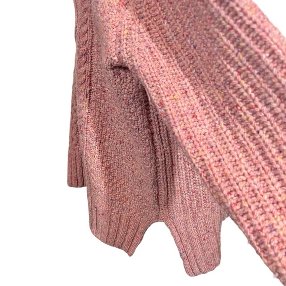 Alex Mill Button Side Aran Cable Knit Merino Wool Sweater in Dried Rose - Picture 10 of 14